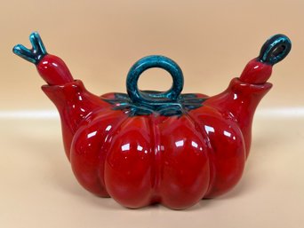 Handmade Tomato Double Sprout Teapot