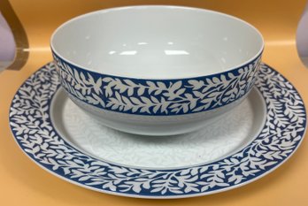 Dansk Trellis Delft Blue Round Serving Dish & Serving Bowl - 2 Pieces