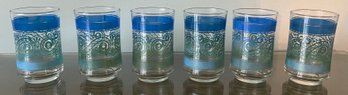 Libbey Green/blue Swirl Drinking Glasses- 6 Piece Lot