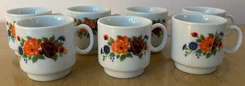 Floral Print Tea Cups - 7 Pieces