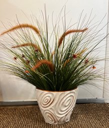 Ceramic Vase With Faux Wild Grass