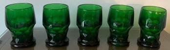 Anchor Hocking Georgian Forest Green Tumbler Glasses - 5 Piece Lot