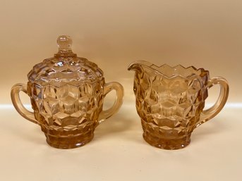 Indiana Glass Pink Whitehall Covered Sugar Dish & Creamer - 2 Pieces