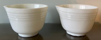 Pyrex Hamilton Beach Milk Glass Mixing Bowls - 2 Pieces