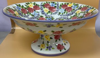 Don Swanson Hand Painted Spring Chintz Pedestal Bowl