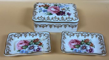 Royal Staffordshire England Bone China Lidded Trinket Box & Dishes - 4 Pieces