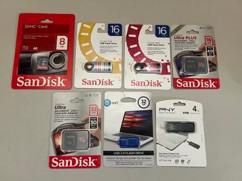 SanDisk, Onn & PNY Flash Drives & Memory Cards - 8 Pieces