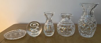 Crystal & Glass Assorted Lot Of 5 Pieces