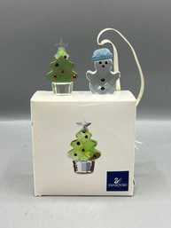 Swarovski Mini Christmas Tree & Swarovski Mini Snowman Ornament - 2 Pieces