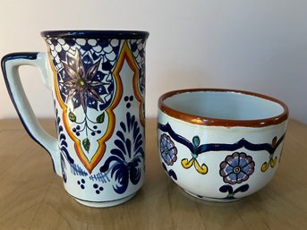 Talavera Mexican Pottery Bowl & Mug - 2 Pieces