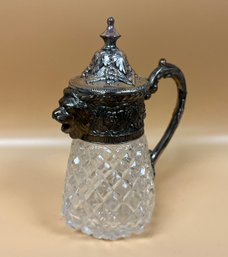 Lion Head Diamond Cut Glass Pitcher