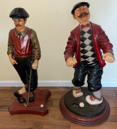 Peter Mook 'missed' Statue & 'Relaxed' Golfer Resin Statues - 2 Piece Lot