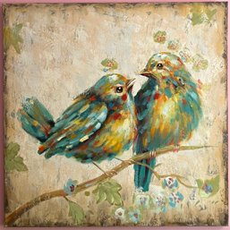 Birds Couple On Tree Branch Oil On Canvas