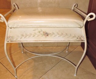 Metal Vanity Seat With Plastic Covered Cushion/vintage