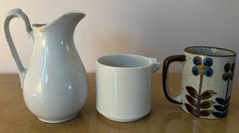 S Bridgwood & Son Pitcher, Bauhaus Creamer & Stoneware Speckled Mug - 3 Pieces