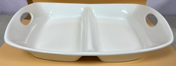 Blanc-de-blanc White Ceramic Divided Serving Dish