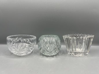 Crystal & Glass Candle Holders -3 Pieces