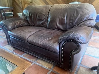 Brown Leather Leather Love Seat