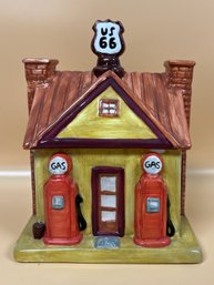 Route 66 Yellow Gas Pumping Station Kitchen Cookie Jar Canister