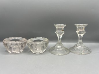 Glass Candle Holders - 4 Pieces