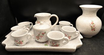 M. Di Minturno Demitasse Set, 6 Cups, Tray, Sugar Bowl, Creamer & Vase