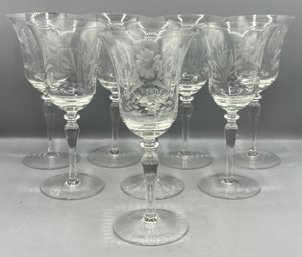 Crystal Etched Champagne Glasses - 8 Pieces