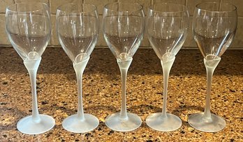 Colony Amaryllis Satin Frosted Wine Glasses - 5 Piece Lot