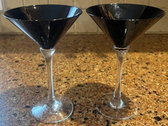 Black Martini Glasses - 2 Piece Lot