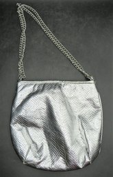 Magid Silver Handbag With Silver Tone Chain Strap/hand Made In Italy