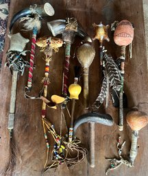 Native American Ceremonial Dancing Rattles - 10 Pieces