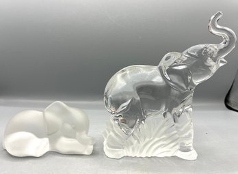 Lenox Fine Crystal Elephant Figurines - 2 Piece Lot