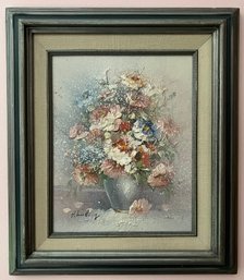Elevated Oil Painting Flowers Thick Paint Strokes Signed P Kambring