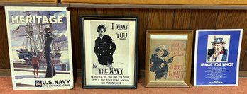 Vintage Navy Recruiting Posters, 4 Piece Lot