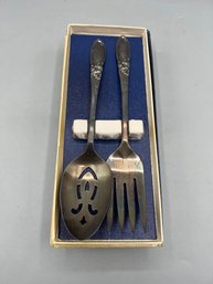 Oneida Silver Plated Serving Fork & Spoon