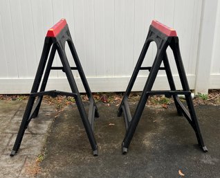 Folding Plastic Saw Horse Trestle Stands 350lbs Set Of 2