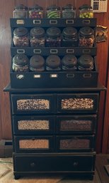 Farmhouse Style Spice Rack Hutch With 4 Drawer Chest