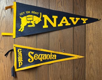Navy Pennant & Camp Sequoia Pennant - 2 Piece Lot