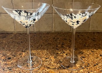 Hand Painted Martini Glasses - 2 Pieces
