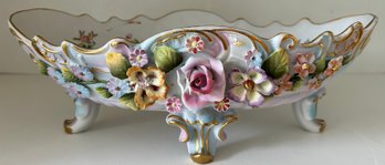 Vintage Hand Painted Footed Porcelain Bowl