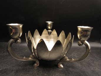 Silver Tone 3-arm Candle Holder