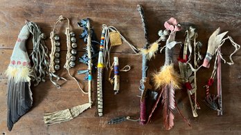 Native American Ceremonial Pieces Assorted Lot Of 9 Pieces