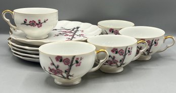 Ucagco China Cherry Blossom Tea Cups & Plates - 10 Pieces