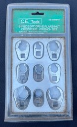 C.E. Tools 9 Piece 3/8 Inch Drive Flare Nut Crowfoot Wrench Set