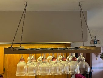 Hanging Wine Glasses Rack With Glasses - 23 Pieces