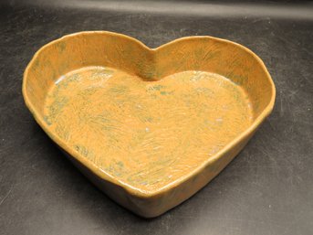 Heart Shaped Hand Painted Pottery Signed Dish