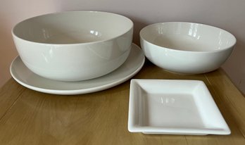 Porcelain Mixing Bowls & Plate - 3 Pieces