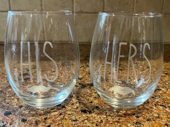 His & Hers Wine Glasses - 2 Pieces