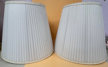 Vintage Silk Pleated Lamp Shades, 2 Piece Lot