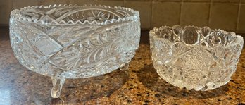 Imperlux Leaded Crystal Footed Bowl & Lead Crystal Glass Fruit Bowl - 2 Pieces