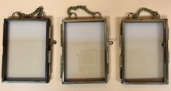 Brass Glass Picture Frames, 3 Piece Lot